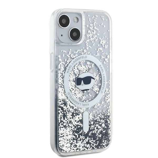 Etui MagSafe dla Apple iPhone 15 Plus, Karl Lagerfeld, Liquid Glitter Choupette's Head, Przezroczyste