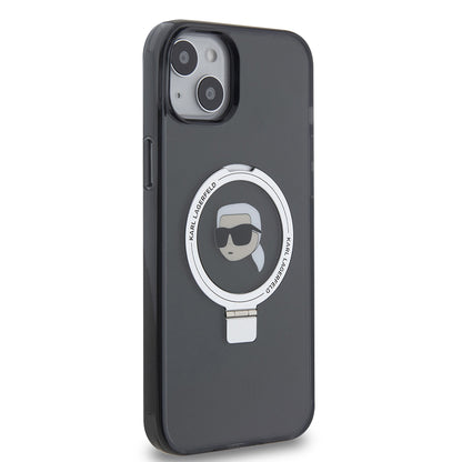 Etui MagSafe dla Apple iPhone 15 Plus, Karl Lagerfeld, Ring Stand Karl's Head, Czarne
