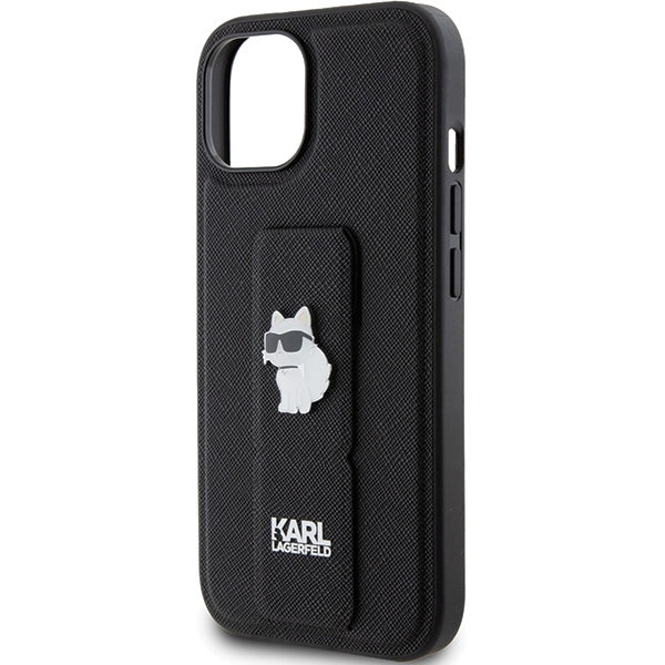 Etui MagSafe dla Apple iPhone 15 Plus, Karl Lagerfeld, Saffiano Gripstand Choupette, Czarne
