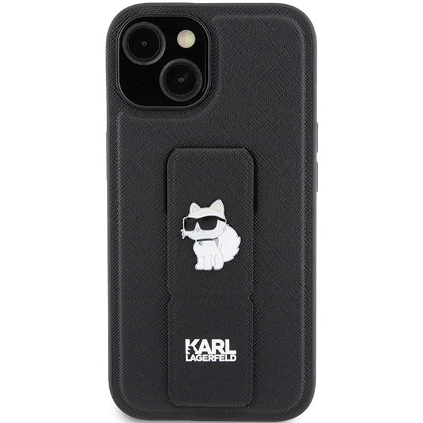 Etui MagSafe dla Apple iPhone 15 Plus, Karl Lagerfeld, Saffiano Gripstand Choupette, Czarne