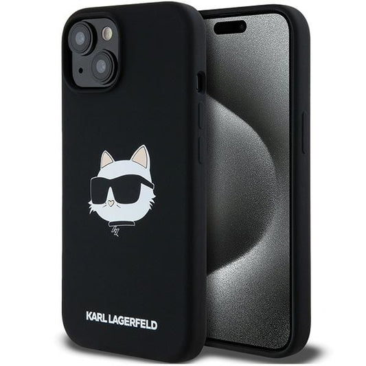 Etui MagSafe dla Apple iPhone 15 Plus, Karl Lagerfeld, Silikonowa Głowa Choupette, Czarne