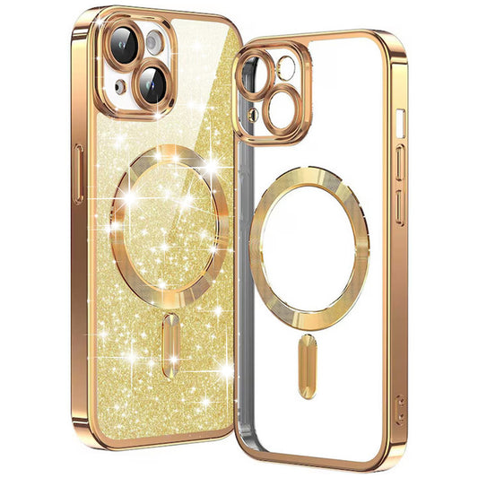 Etui MagSafe do Apple iPhone 15 Plus, Techsuit, Luxury Glitter, Złote