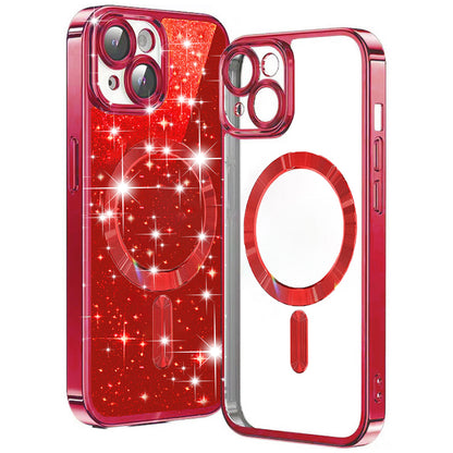 Etui MagSafe do Apple iPhone 15 Plus, Techsuit, Luxury Glitter, Czerwone