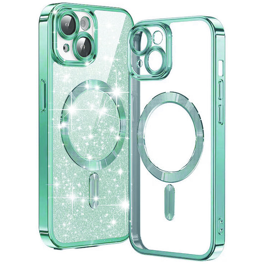Etui MagSafe do Apple iPhone 15 Plus, Techsuit, Luxury Glitter, Jasnozielony