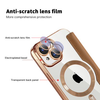 MagSafe Case for Apple iPhone 15 Plus, Techsuit, SmartMag Book, Brown