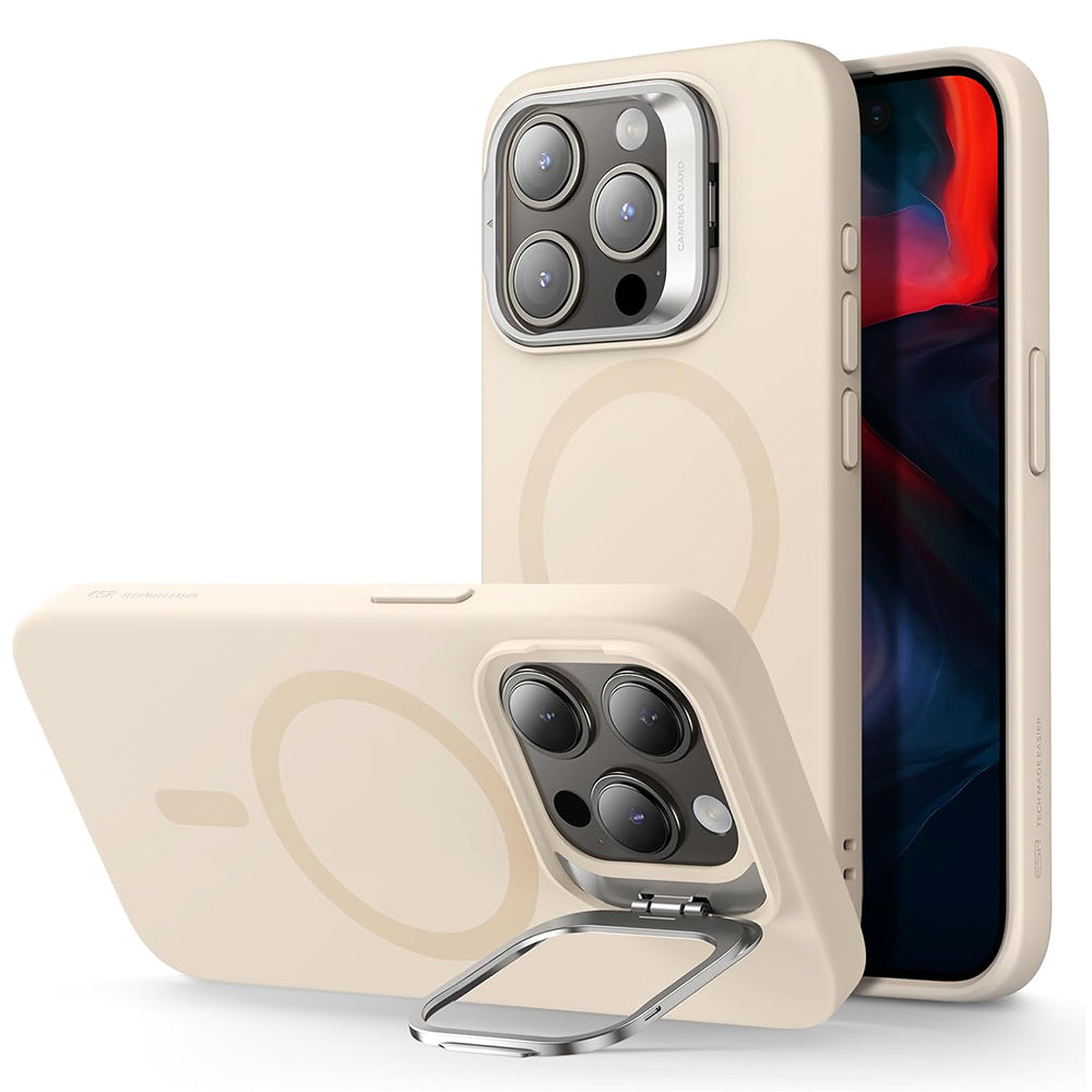 Etui MagSafe dla Apple iPhone 15 Pro, ESR, Cloud Soft Kickstand, Kremowy