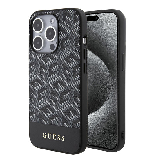 Etui MagSafe dla Apple iPhone 15 Pro, Guess, GCube Stripes, Czarne