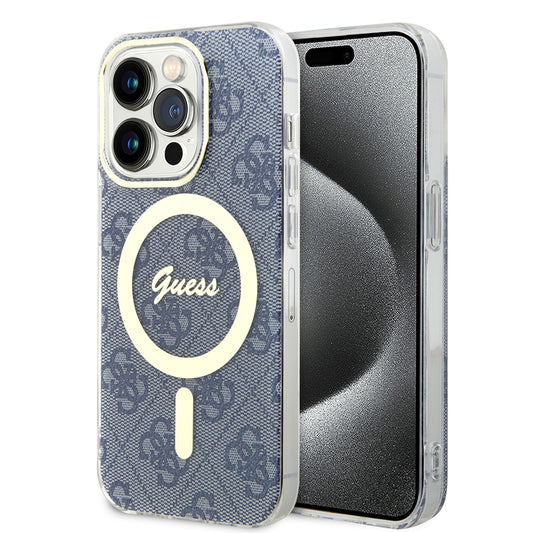 Etui MagSafe dla Apple iPhone 15 Pro, Guess, IML 4G, Niebieskie