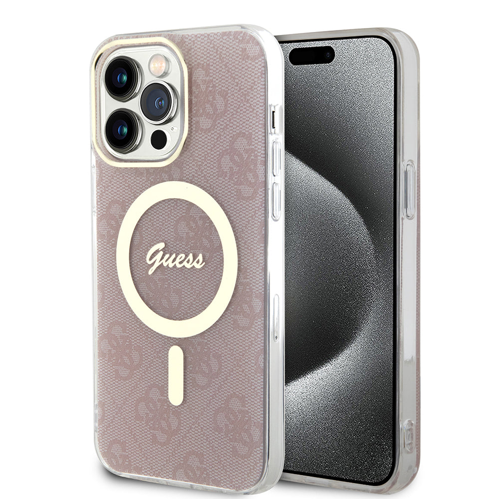 Etui MagSafe dla Apple iPhone 15 Pro, Guess, IML 4G, Różowy
