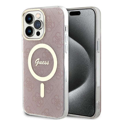 Etui MagSafe dla Apple iPhone 15 Pro, Guess, IML 4G, Różowy