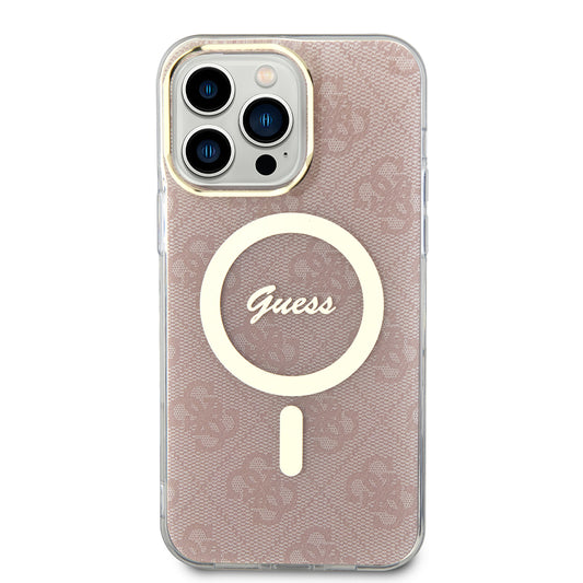 Etui MagSafe dla Apple iPhone 15 Pro, Guess, IML 4G, Różowy