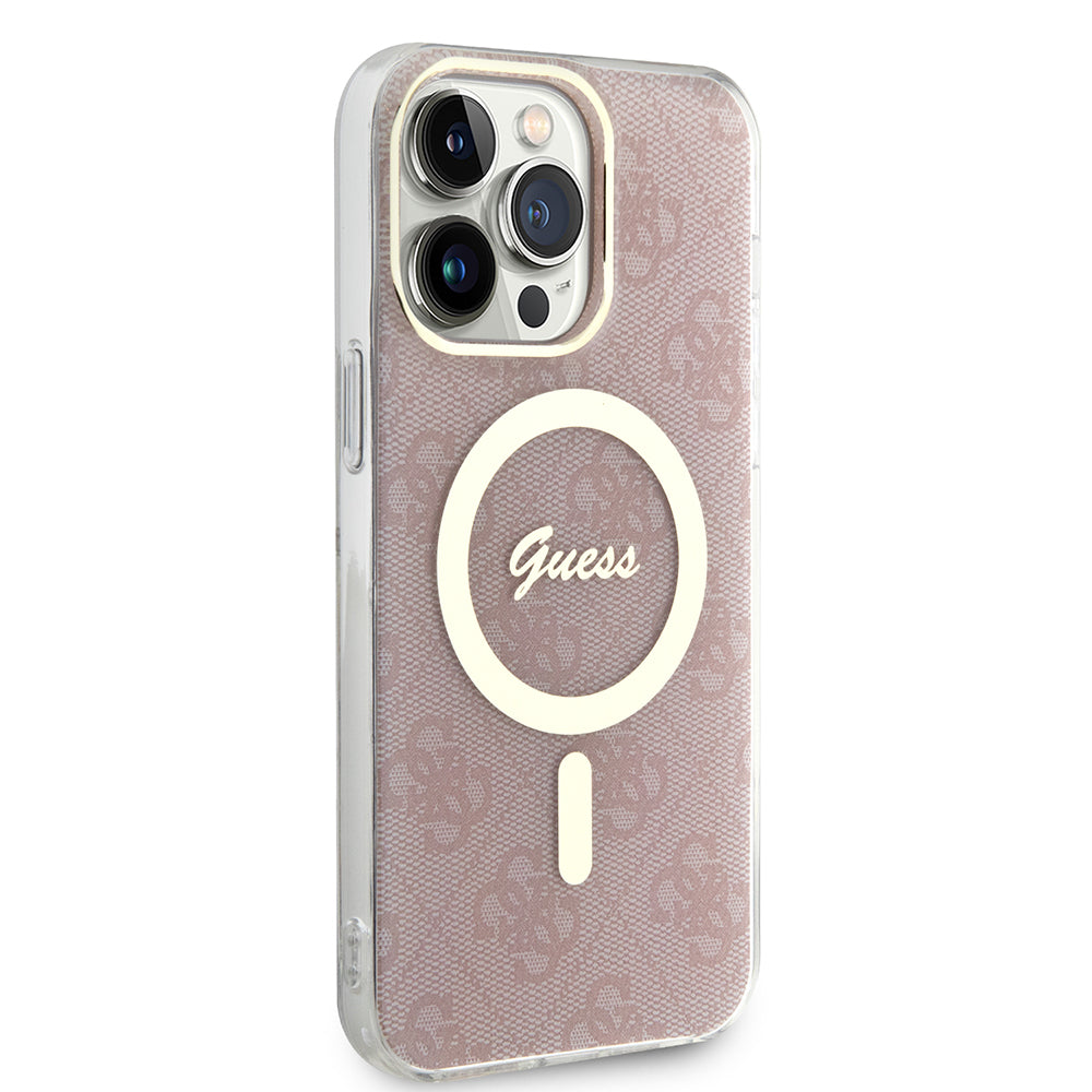 Etui MagSafe dla Apple iPhone 15 Pro, Guess, IML 4G, Różowy
