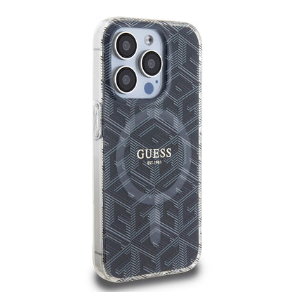 Etui MagSafe dla Apple iPhone 15 Pro, Guess, IML Gcube, Czarne