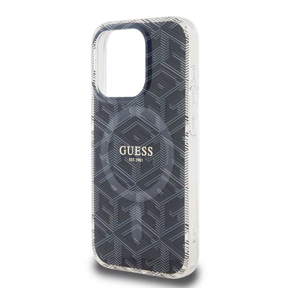 Etui MagSafe dla Apple iPhone 15 Pro, Guess, IML Gcube, Czarne