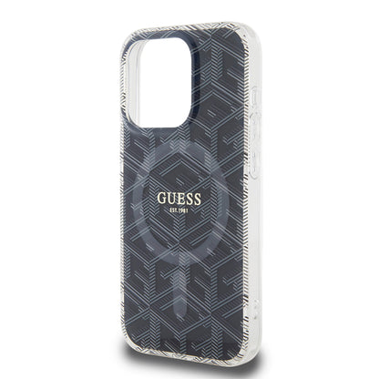 Etui MagSafe dla Apple iPhone 15 Pro, Guess, IML Gcube, Czarne