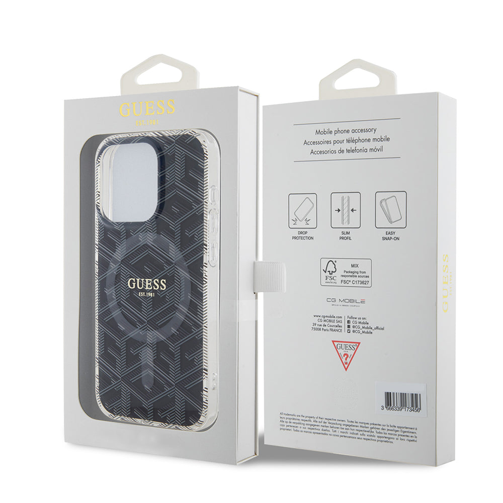 Etui MagSafe dla Apple iPhone 15 Pro, Guess, IML Gcube, Czarne