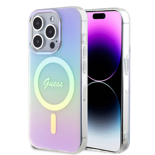 Etui MagSafe dla Apple iPhone 15 Pro, Guess, IML Iridescent, Fioletowy