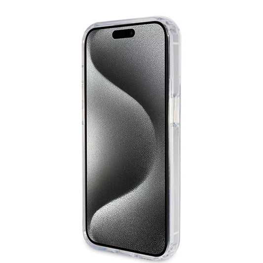 Etui MagSafe dla Apple iPhone 15 Pro, Guess, IML Ring Stand Glitter, Przezroczyste