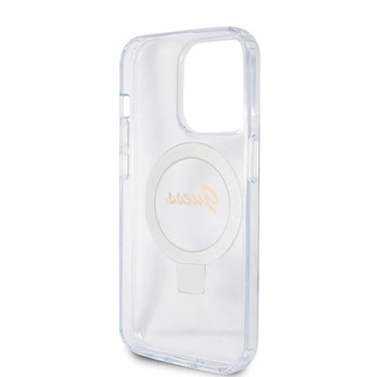 Etui MagSafe dla Apple iPhone 15 Pro, Guess, IML Ring Stand Glitter, Przezroczyste