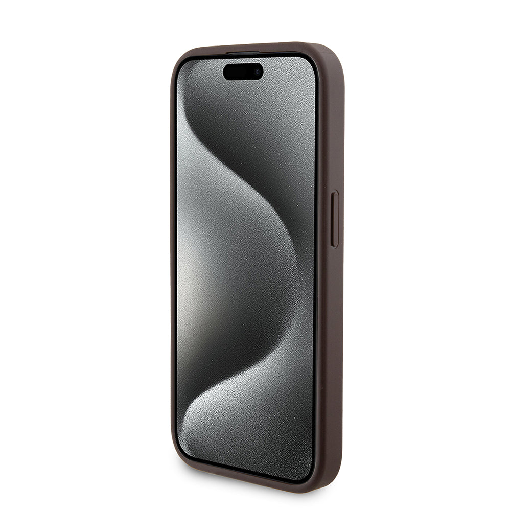 Etui MagSafe dla Apple iPhone 15 Pro, Guess, Powerbank 4G Metal Logo, Brązowy