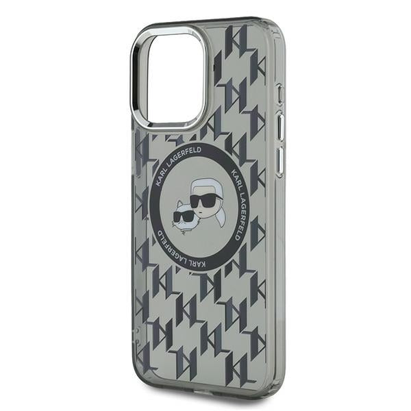 Etui MagSafe dla Apple iPhone 15 Pro, Karl Lagerfeld, IML Monogram Karl & Choupette's Heads, Czarne