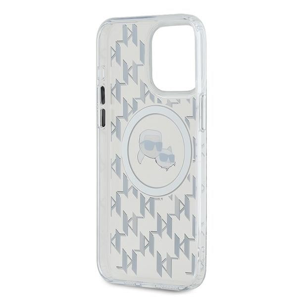 Etui MagSafe dla Apple iPhone 15 Pro, Karl Lagerfeld, IML Monogram Karl & Choupette's Heads, Przezroczyste