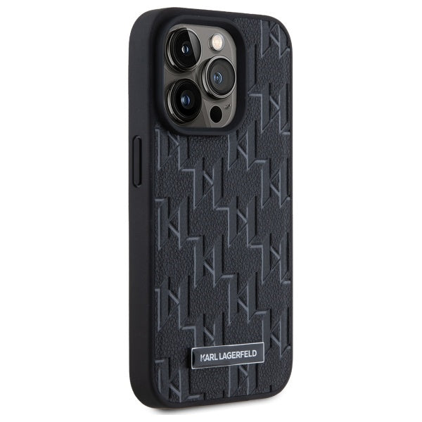 Etui MagSafe dla Apple iPhone 15 Pro, Karl Lagerfeld, Monogram Metal Logo, Czarne