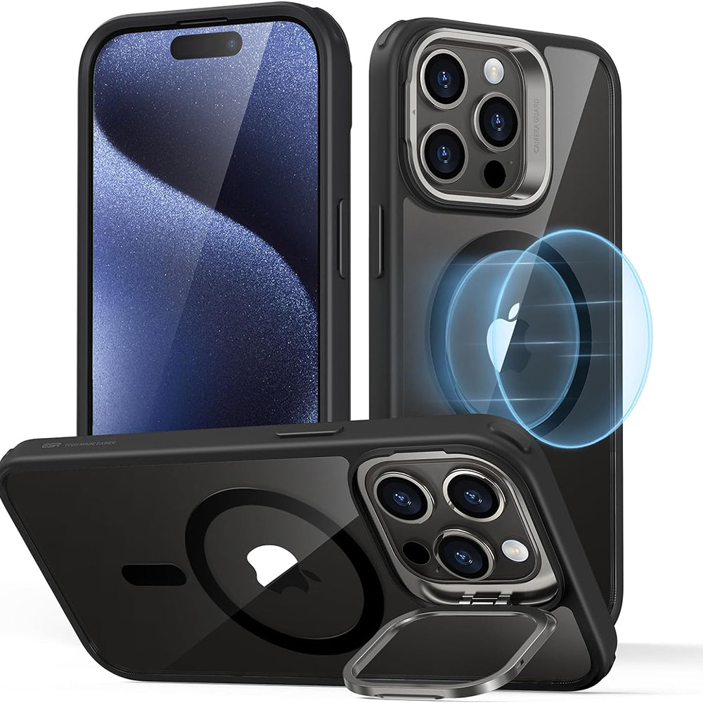 Etui MagSafe dla Apple iPhone 15 Pro Max, ESR, Classic Hybrid Kickstand, Czarne Przezroczyste