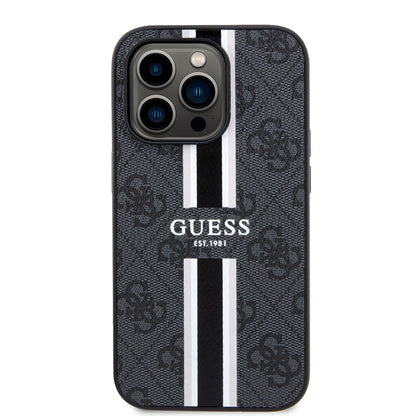 Etui MagSafe dla Apple iPhone 15 Pro Max, Guess, 4G Printed Stripes, Czarne