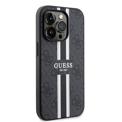 Etui MagSafe dla Apple iPhone 15 Pro Max, Guess, 4G Printed Stripes, Czarne