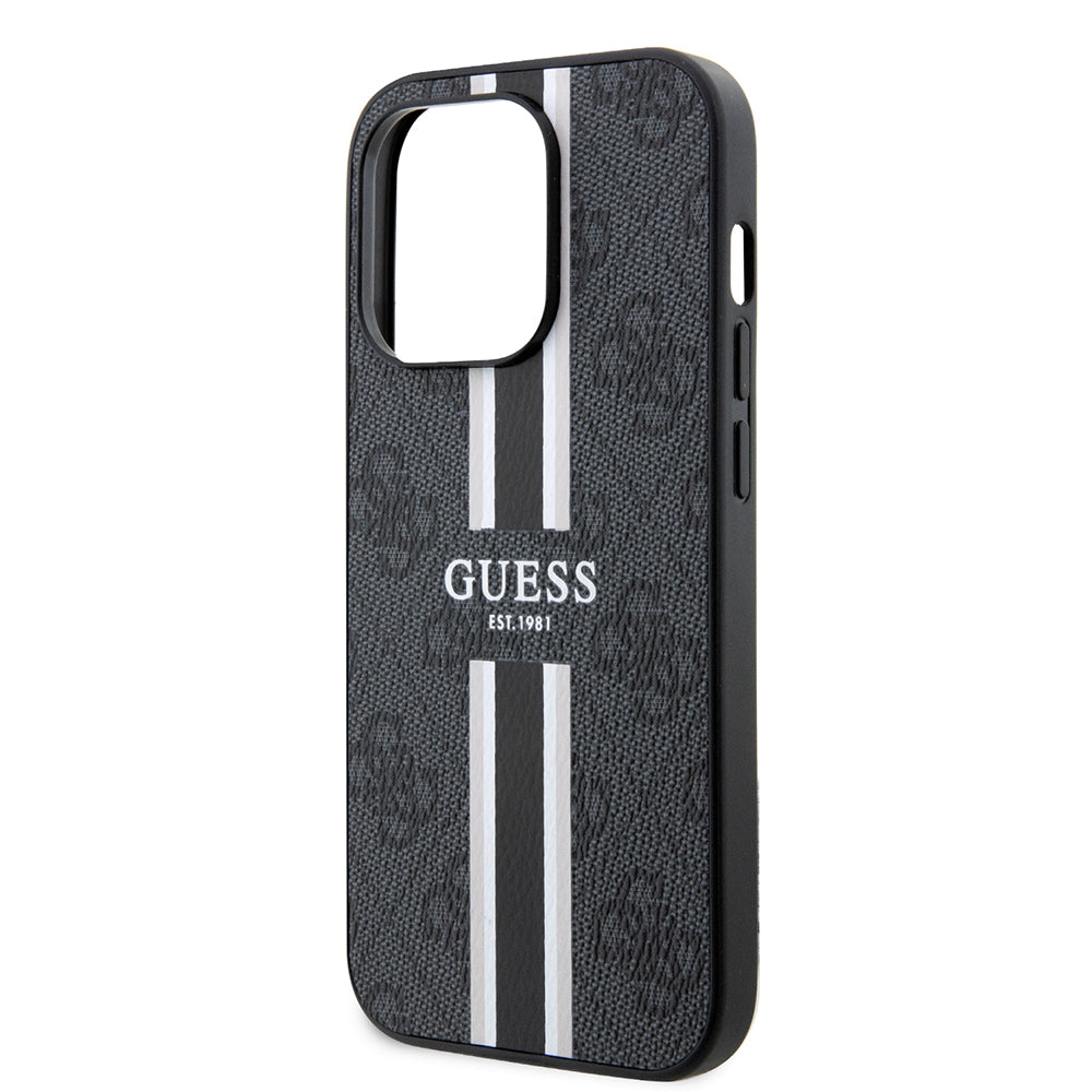 Etui MagSafe dla Apple iPhone 15 Pro Max, Guess, 4G Printed Stripes, Czarne