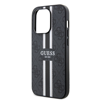 Etui MagSafe dla Apple iPhone 15 Pro Max, Guess, 4G Printed Stripes, Czarne