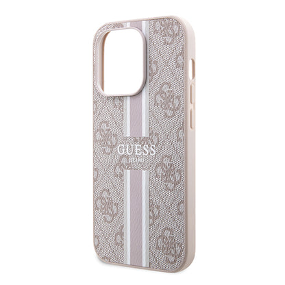 Etui MagSafe dla Apple iPhone 15 Pro Max, Guess, 4G Printed Stripes, Różowy