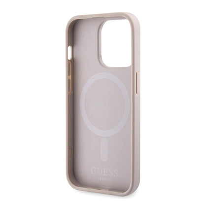 Etui MagSafe dla Apple iPhone 15 Pro Max, Guess, 4G Printed Stripes, Różowy
