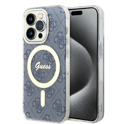 Etui MagSafe dla Apple iPhone 15 Pro Max, Guess, IML 4G, Niebieskie