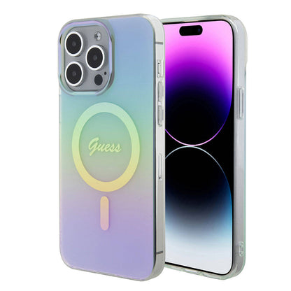Etui MagSafe dla Apple iPhone 15 Pro Max, Guess, IML Iridescent, Turkusowy