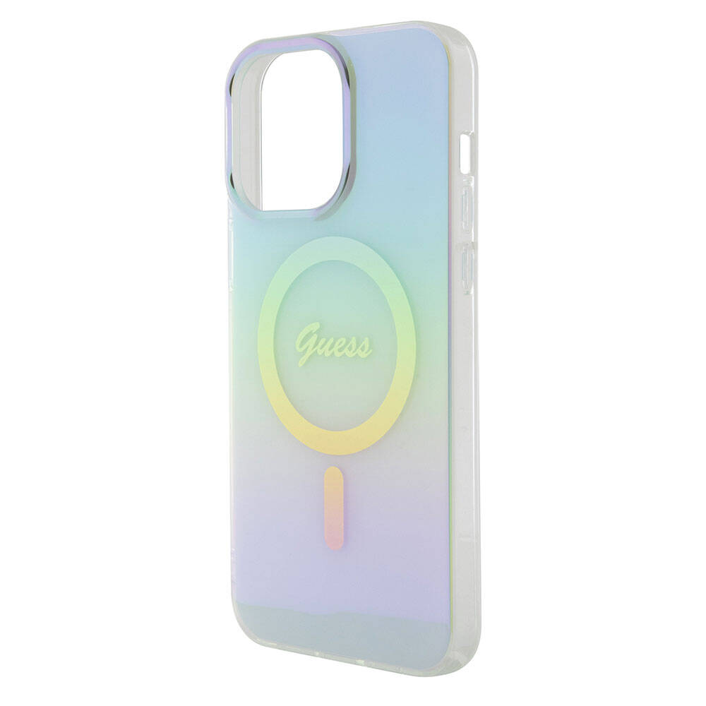 Etui MagSafe dla Apple iPhone 15 Pro Max, Guess, IML Iridescent, Turkusowy