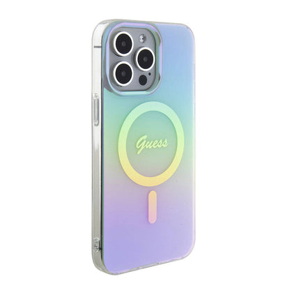 Etui MagSafe dla Apple iPhone 15 Pro Max, Guess, IML Iridescent, Turkusowy