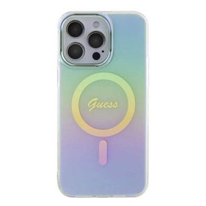 Etui MagSafe dla Apple iPhone 15 Pro Max, Guess, IML Iridescent, Turkusowy