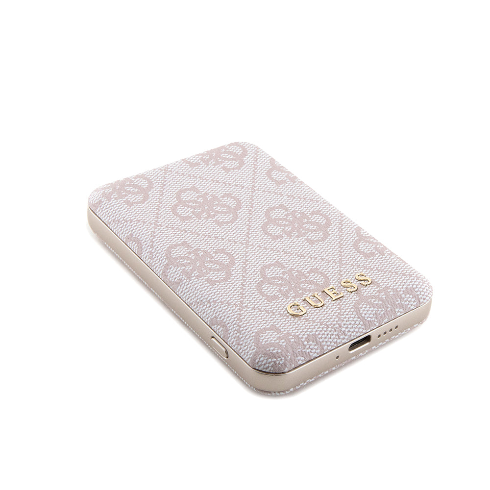 Etui MagSafe dla Apple iPhone 15 Pro Max, Guess, Powerbank 4G Metal Logo, Różowy