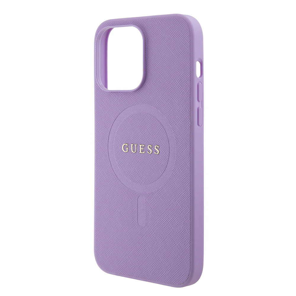 Etui MagSafe dla Apple iPhone 15 Pro Max, Guess, Saffiano, Fioletowy