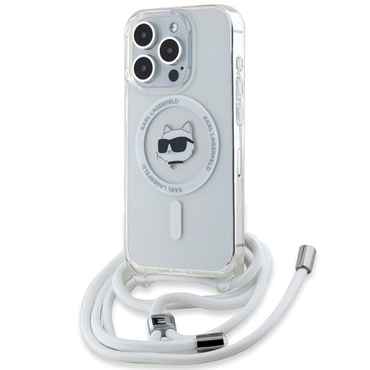 Etui MagSafe dla Apple iPhone 15 Pro Max, Karl Lagerfeld, IML Crossbody Choupette's Head with Strap, Przezroczyste