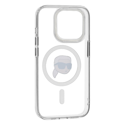 Etui MagSafe dla Apple iPhone 15 Pro Max, Karl Lagerfeld, IML Metal Karl's Head, Białe