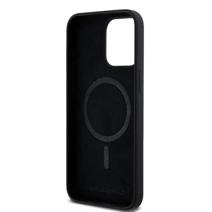 Etui MagSafe dla Apple iPhone 15 Pro Max, Karl Lagerfeld, Silikonowa Głowa Choupette, Czarne