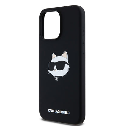 Etui MagSafe dla Apple iPhone 15 Pro Max, Karl Lagerfeld, Silikonowa Głowa Choupette, Czarne