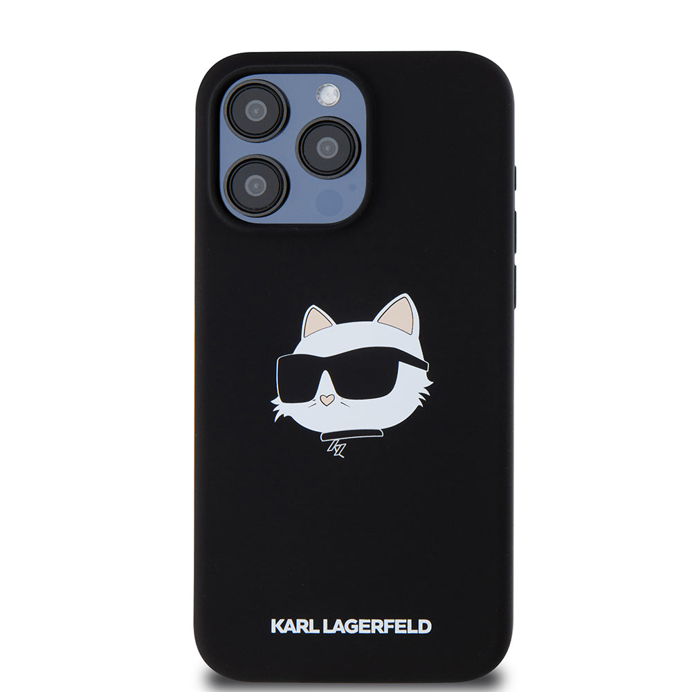 Etui MagSafe dla Apple iPhone 15 Pro Max, Karl Lagerfeld, Silikonowa Głowa Choupette, Czarne