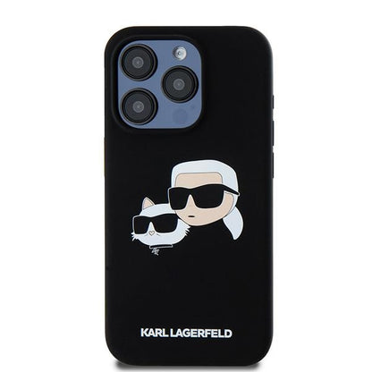 Etui MagSafe dla Apple iPhone 15 Pro Max, Karl Lagerfeld, Silikon Karl & Choupette, Czarne