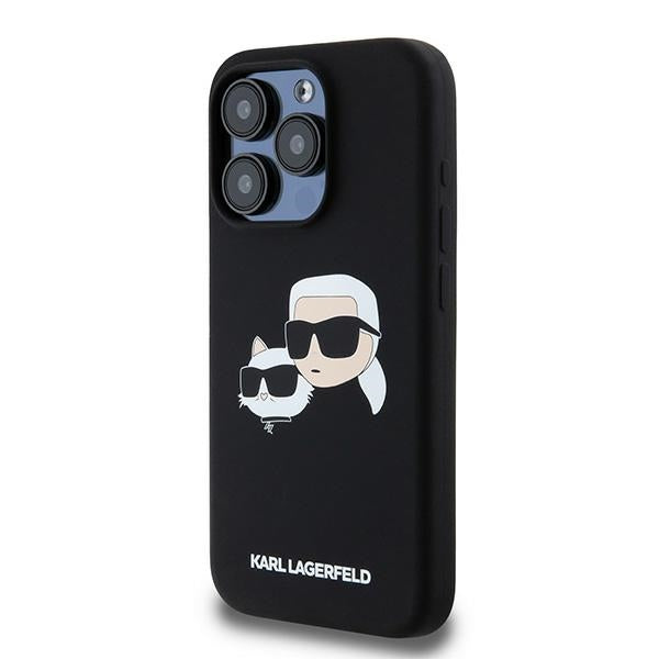 Etui MagSafe dla Apple iPhone 15 Pro Max, Karl Lagerfeld, Silikon Karl & Choupette, Czarne
