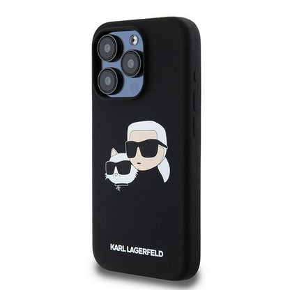 Etui MagSafe dla Apple iPhone 15 Pro Max, Karl Lagerfeld, Silikon Karl & Choupette, Czarne