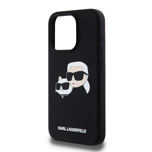 Etui MagSafe dla Apple iPhone 15 Pro Max, Karl Lagerfeld, Silikon Karl & Choupette, Czarne